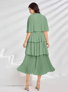 Modelyn Vestido largo de noche con hombros descubiertos de unicolor y manga corta para mujer