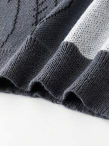 Manfinity Hypemode 男士休闲卡通图案针织衫，秋冬返校季长袖上衣 - 灰色 - 查看 6