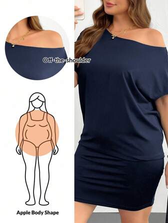 SHEIN Essnce Plus-Size Summer Dress For Women. Black Casual Dress, Off-The-Shoulder Dress, One-Shoulder Dress Summer Dresses For Women Casual Dress Off The Shoulder Dress,Black Mini Dress Going Out Dress