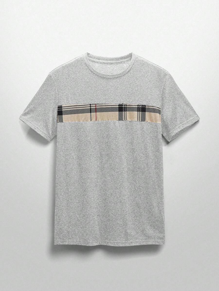 NEON BLANC Men's Street Fashion Knitted Short Sleeve Crew Neck T-Shirt, Suitable For Summer