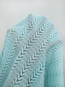 Manfinity Homme 男士夏季圆领短袖休闲麦穗图案T恤，百搭浅蓝色上衣男士淡蓝色上衣男士夏季上衣网眼男士上衣男士钩针衬衫 - 薄荷藍 - 查看 6