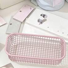 1/2 piezas de cesta de almacenamiento de hierro con estilo Ins de color crema, organizador de escritorio simple para maquillaje, almacenamiento de suministros de oficina, de regreso a la escuela, artículos de boda, decoraciones florales, cosas de casa, mesa, decoraciones para el hogar, organización y almacenamiento del hogar, decoración de habitación, decoración de dormitorio