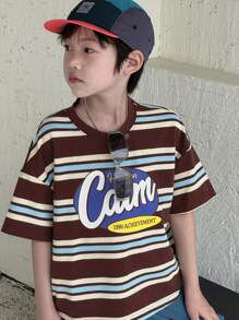DAZY Tween Boy Round Neck Striped Print Short Sleeve T-Shirt, Summer, Back To School Clothes - Multicolor - View 6