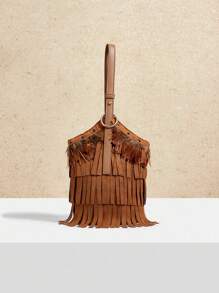 SHECARRY Women's Bohemian Tassel Design Fashion Handbag, Suitable For Vacation - Brown - View 1