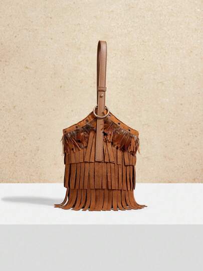 SHECARRY 女士波西米亚风流苏设计时尚手提包，适合度假