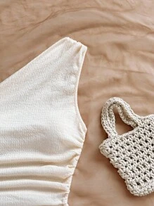 Soleia 女士夏季露肩连体裤，适合度假、早午餐、母亲节、毕业典礼、教堂、海滩、音乐节、机场、下午茶 - 杏色 - 查看 6