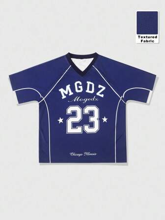 Prep Camiseta de manga corta casual de verano con estampado de letras para hombres