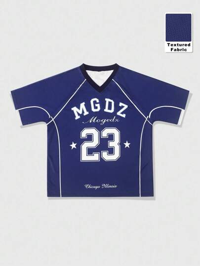 Prep Men's Casual Letter Print Short Sleeve Jersey T-Shirt, Summer