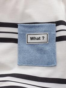 SHEIN 2pcs/Set Baby Boy Cute Striped Sweatshirt With Denim Pocket & Jeans Set, Soft Skin-Friendly Outfits Clothing Set, Fall Winter Long Sleeve Gift - Blue - View 7