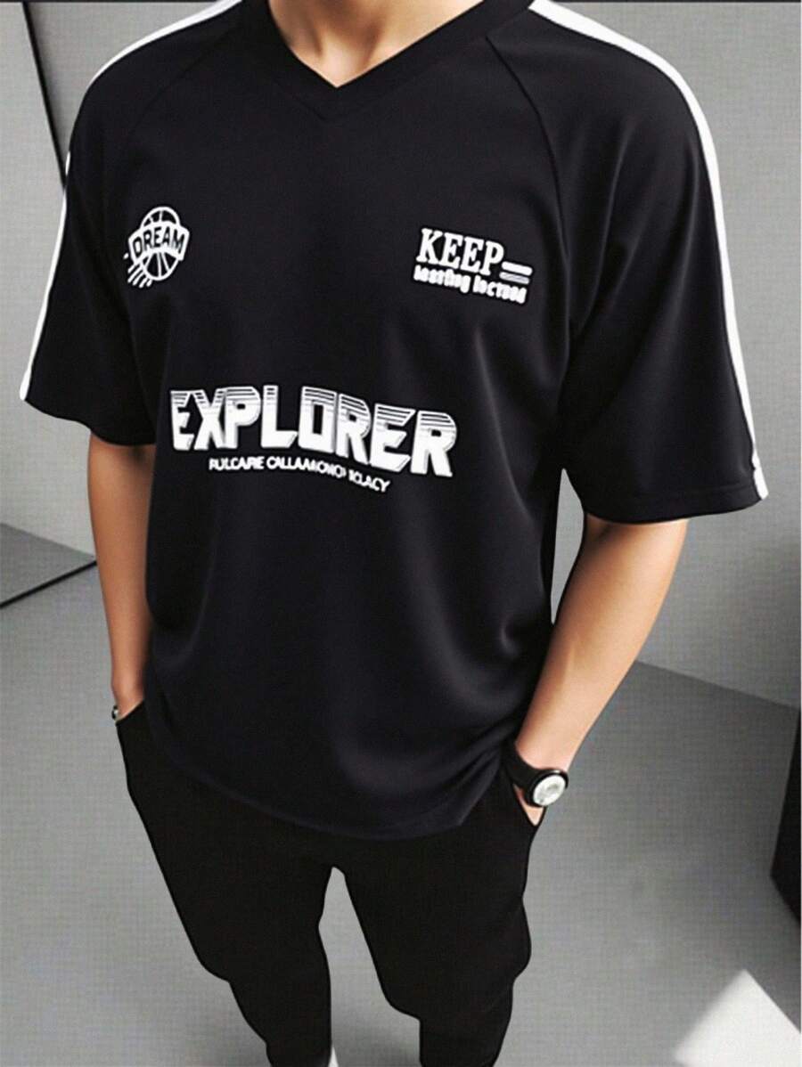 SHEIN Teen Boys' Color Block Car Graphic T-Shirt, Casual School Style, Comfortable, Fashionable, Versatile, Soft Fabric, Suitable For Daily Wear, School, Commute, Outdoor, Sports, Racing & Cycling