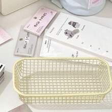 1/2 piezas de cesta de almacenamiento de hierro con estilo Ins de color crema, organizador de escritorio simple para maquillaje, almacenamiento de suministros de oficina, de regreso a la escuela, artículos de boda, decoraciones florales, cosas de casa, mesa, decoraciones para el hogar, organización y almacenamiento del hogar, decoración de habitación, decoración de dormitorio