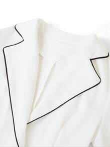 Ellevyn Women's Notch Collar Long Sleeve White With Black Trim Elegant Versatile Autumn/Winter Fitted Blazer Fall/Winter Women Clothes Business Casual Woman Teacher Clothes Fall Clothes For Women Business Casual Woman - White - View 4