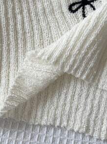 Flirla New Bow Embroidery Cardigan Sweater For Women, Minimalist & Fashion, Autumn - White - View 6