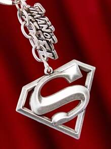 SUPERMAN X SHEIN Zinc Alloy Semi-3D Letter Logo Keychain Pendant Purse Charm