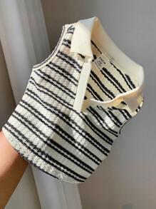 SHEIN 可爱条纹无袖Polo衫，百搭夏季
