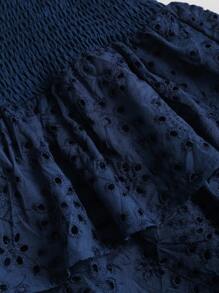 Sweetra Women Beach Vacation Blue Halterneck Fitted Layered Ruffle Mini Dress, Summer