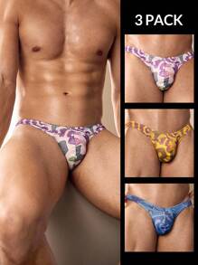 SHEIN Quần lót in hình ngựa thời trang cho nam 3 chiếc/gói - Nhiều màu - Xem 1