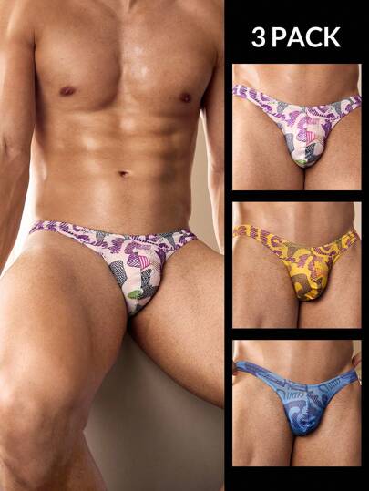 SHEIN 3件装男士时尚马匹印花内裤