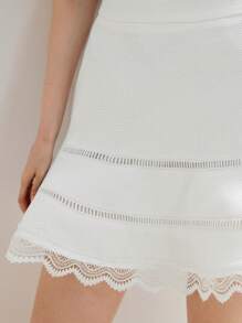 MOTF STUDIO CONTRAST LACE STRIPED PRINT SKIRT - White - View 2