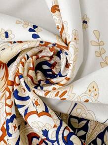 SHEIN Tall Damen Große Größen Blume Muster Urlaubskleid mit Quasten-Ärmeln und Bindegürtel, elegant