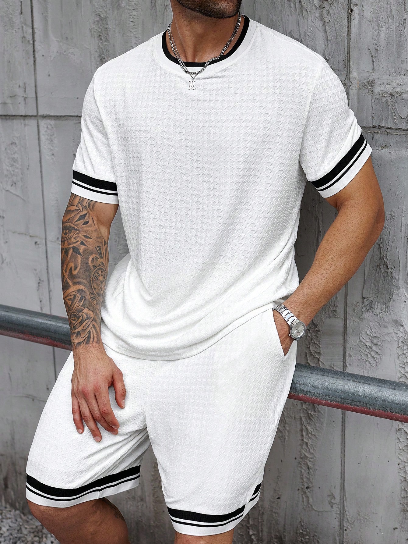 Manfinity Homme بدلة أنيقة للرجال كبار الحجم للصيف...