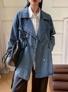 DAZY 女士翻领长袖短款牛仔风衣、牛仔夹克、秋季女装