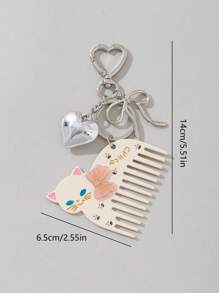 ROMWE Kawaii Peine de plástico con forma de gato lindo y accesorio de llavero para niñas - Gris Claro - Ver 3