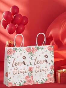 4/12/20/25 Pcs Rose Gold Foil Flower Gift Bags, Suitable For Wedding, Bridal Shower, Birthday, Business Shopping, Party Favors, Graduation - Multicolor Paper Bags, Applicable For Festivals, Class Reunions, Parties And Various Occasions - Multicolor - View 8