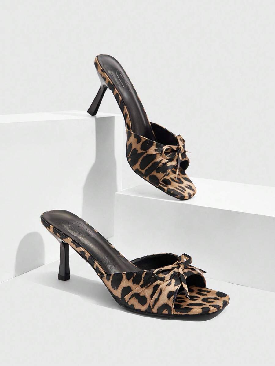 CUCCOO SZL Women's Square Toe Low Heel Comfortable Leopard Print Sandals For Christmas - Multicolor - View 1