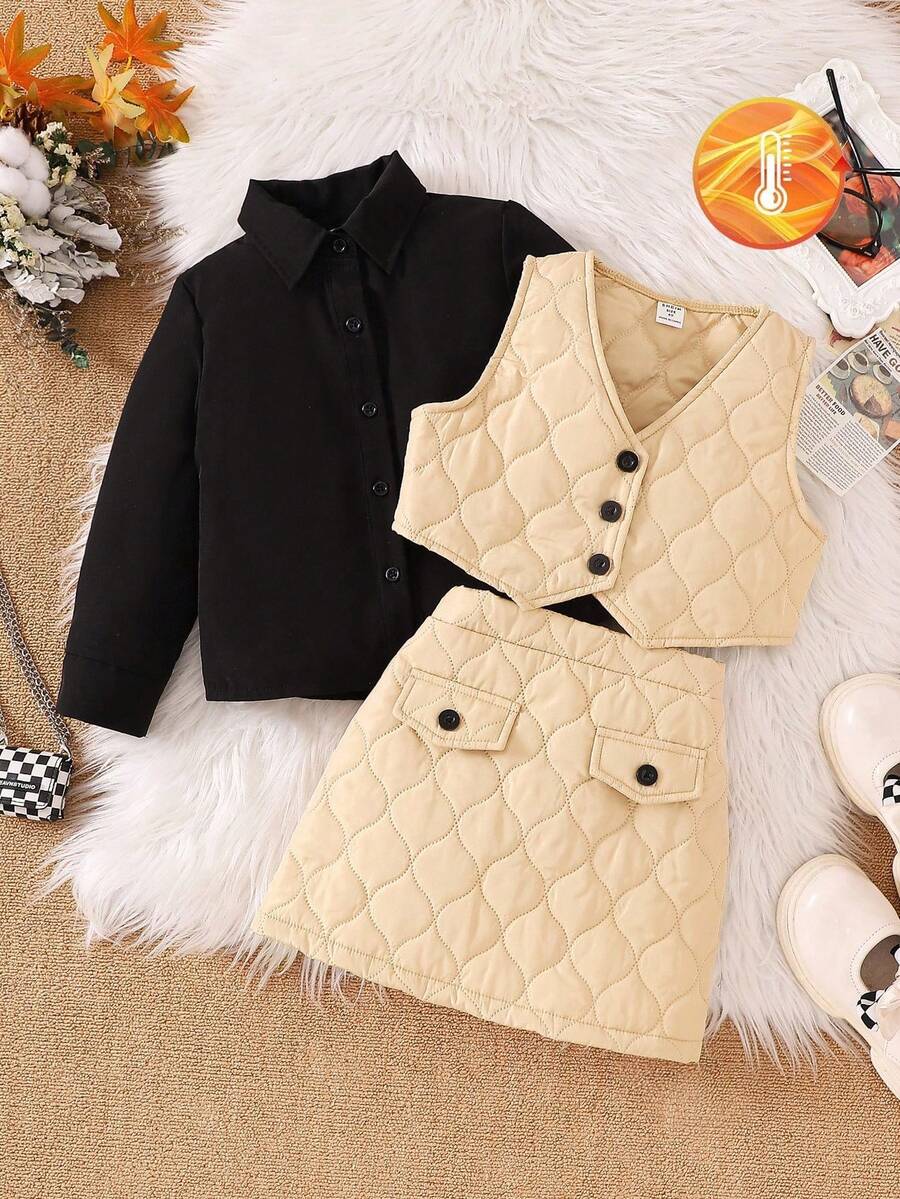 2pcs Young Girls Casual Ribbed  Outfit, Autumn/Winter