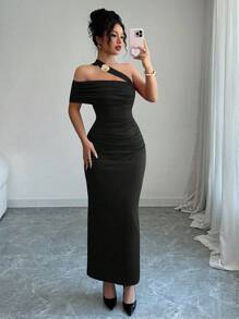 Rafferiza 女式休闲时尚金属花卉紧身连衣裙，春夏