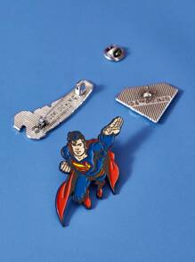 SUPERMAN X SHEIN 3 Piece Set Zinc Alloy Letter Emblem Decorative Brooch, Semi-3D Design