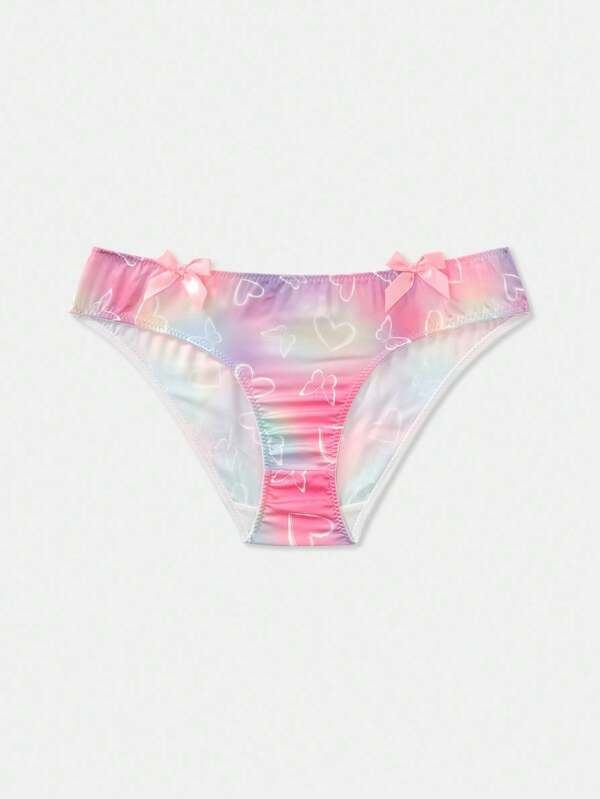 NotGurli Set de lenjerie intimă pentru adolescente, din satin, cu imprimeu ombre și funde decorative