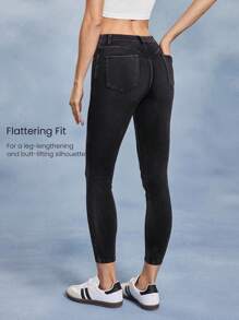 GLOWMODE Jeanious Super-Stretch Classic Denim Skinny Jeggings Yoga Daily With Five Pockets Yoga Daily