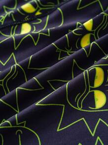 Rick and Morty X SHEIN 女士舒适卡通图案无钢圈文胸和内裤套装 - 黑色 - 查看 9