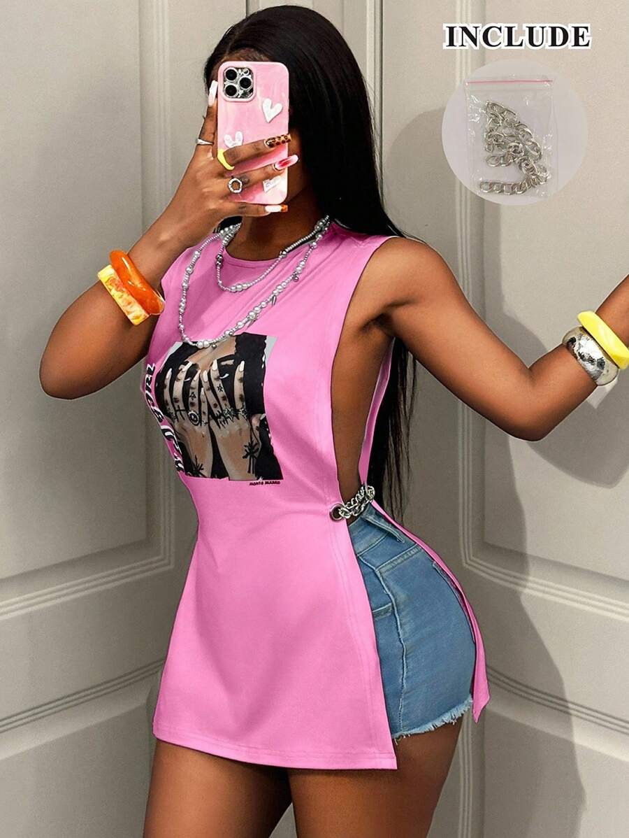 BamGleam 圆领性感镂空无袖上衣