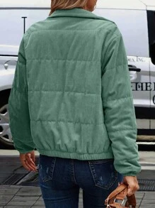 SHEIN Clasi Snap Button Up Padded Padded Coat Clothes Winter Fall Cloth For Women - Mint Green - View 2