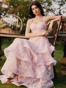 Savoree 女式无袖褶饰紧身胸衣蛋糕裙连衣裙