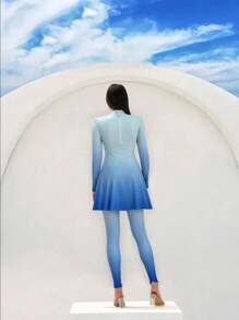 Swim Shayni Damen Farbverlauf Plissee Taille raffende Badeanzug, elegantes Strandurlaub Burkini-Set, bestverkauftes Modell im Nahen Osten