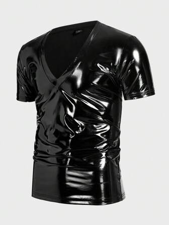Manfinity BRENVOR Herren Lässiges, locker sitzendes Kurzarm T-Shirt mit V-Ausschnitt