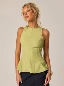 Avantive 春夏女士浪漫/舞会/正式/生日/90 年代/商务休闲女士/优雅/西部装/外出/时尚/休闲/Y2k/俱乐部/办公室/鸡尾酒会/复古/狂欢节/有趣/优雅/老钱/街头服饰/度假/乡村音乐会/工作/端庄/春假/音乐会/坏人/基本款/毕业无袖上衣 - 綠色 - 查看 1