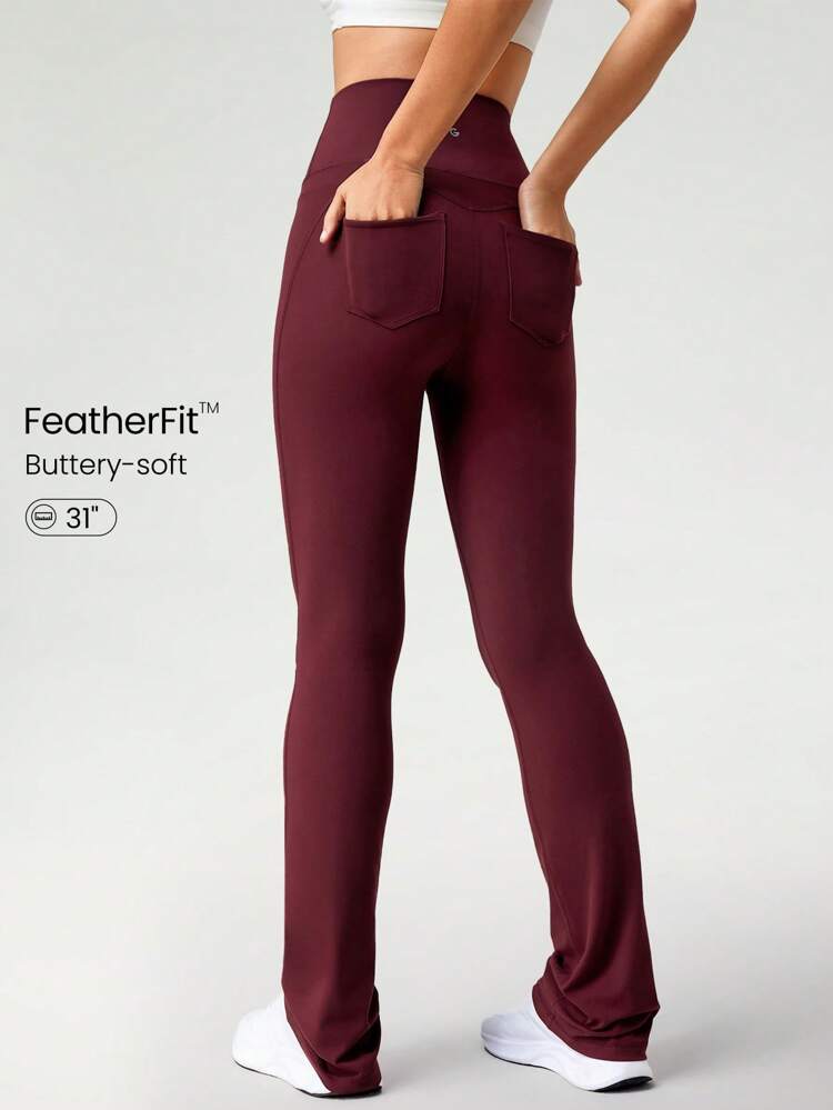 31" FeatherFit™ Back Pockets Flare Leggings Pants Low Impact Yoga Pilates Daily