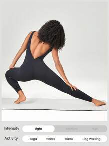 GLOWMODE 24" FeatherFit™ Sweetheart Open U-Back Jumpsuit Bodysuit Low Impact Yoga Daily