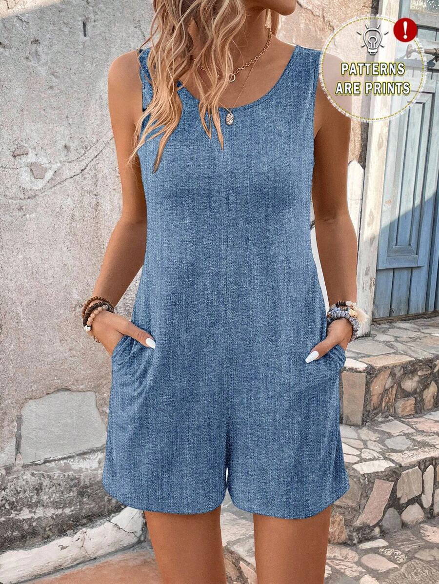 EMERY ROSE Women's Casual Elegant Printed Pocket Romper, Suitable For Spring & Summer Suitable For Going Out - Multicolor - View 1