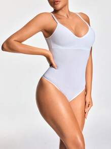SHAPORA Women Solid Color Seamless Shapewear Bodysuit Casual - White - View 5