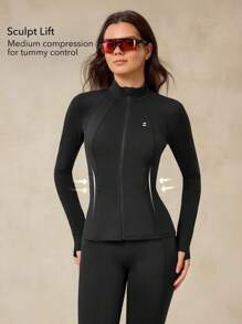 OutZeal 女式吸汗收腹修身拉链口袋运动夹克健身上衣