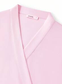 LUVLETTE 女士性感丝滑缎面奢华蕾丝边系带透气家居服睡袍内衣及睡衣，情人节、春夏皆宜 - 粉色 - 查看 10