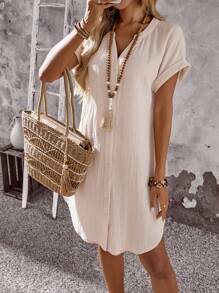 EMERY ROSE Women's Summer Casual Solid Notch Neck Batwing Sleeve Loose Short Dress Summer Casual Dress Short Sleeve Summer Dress Casual White Dress White Button Up Dress Going Out Dress Modest Dress  Old Money Dress Homecoming Dress Vacation Dress  Casual Dresses For Woman  Fall Women Clothes Fall Clothes Autumn Clothes Teacher Outfits For Women Teacher Outfits For Women Teacher Outfits   Fall Women Clothes Fall Clothes Autumn Clothes White Summer Dress Women