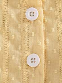 SHEIN 2 件套女婴春秋款休闲套装，蕾丝装饰长袖上衣和长裤 - 黃色 - 查看 5