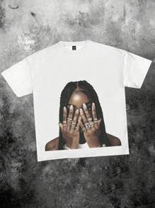 Tseoso 3pcs/Set Casual Hip Hop Graphic Round Neck Short Sleeve Loose T-Shirt For Women Slightly Sheer Suitable For Going Out